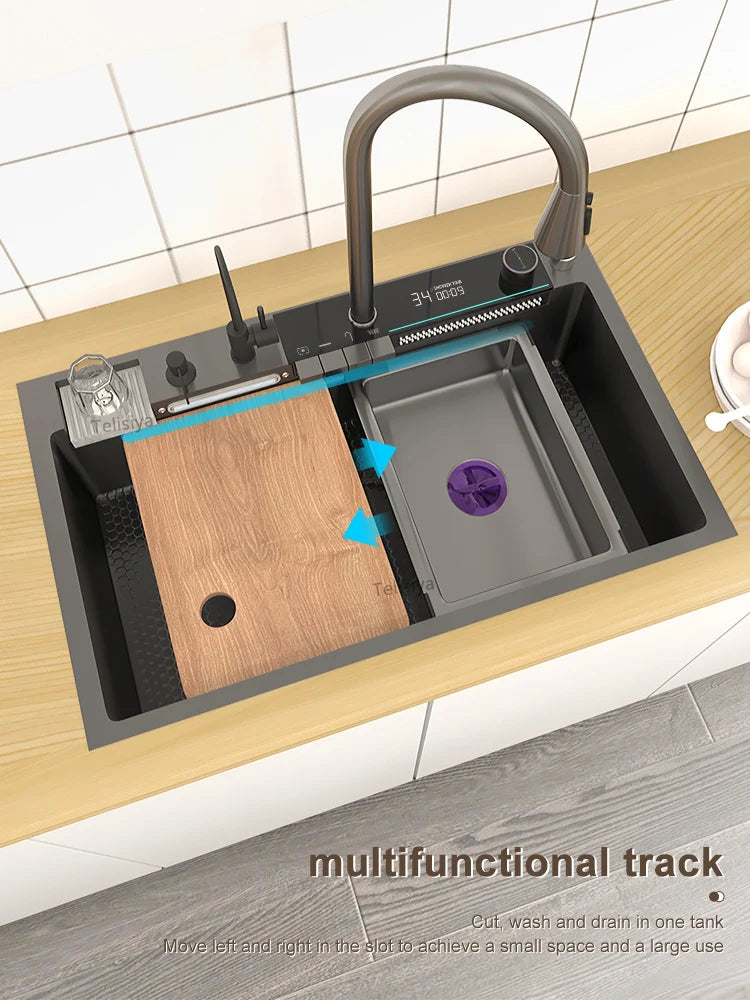 Various Waterfall Sink Stainless Steel Large Slot Digital