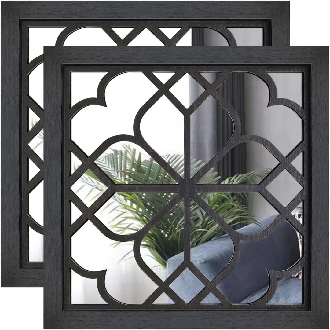 2d Retro 2pcs Wooden Acrylic Rectangular Square Wall