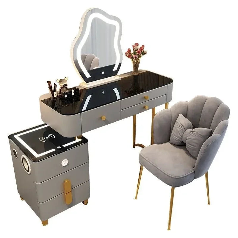 Nordic Glass Luxury Dressing Table Smart Wireless Charging