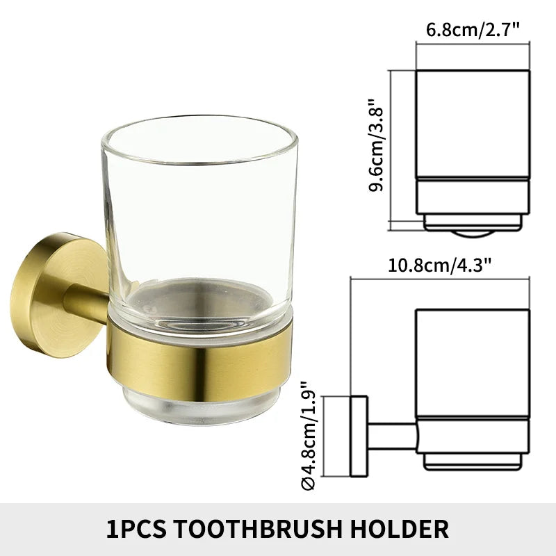 Bathroom Hardware Brushed Gold Toilet Brush Holder Robe