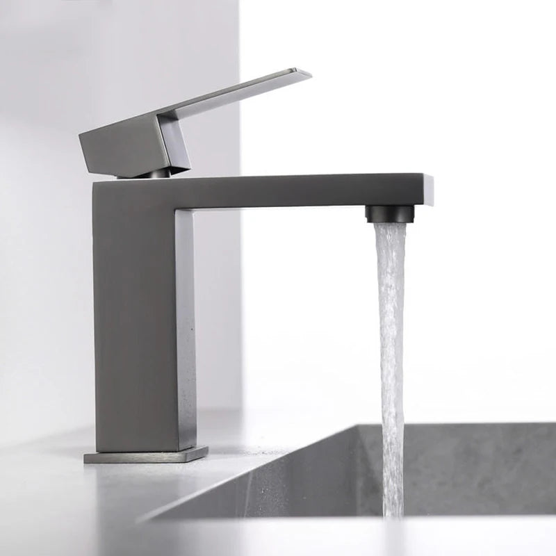 Grey Bathroom Faucet Cold Water Sink Mixer Tap