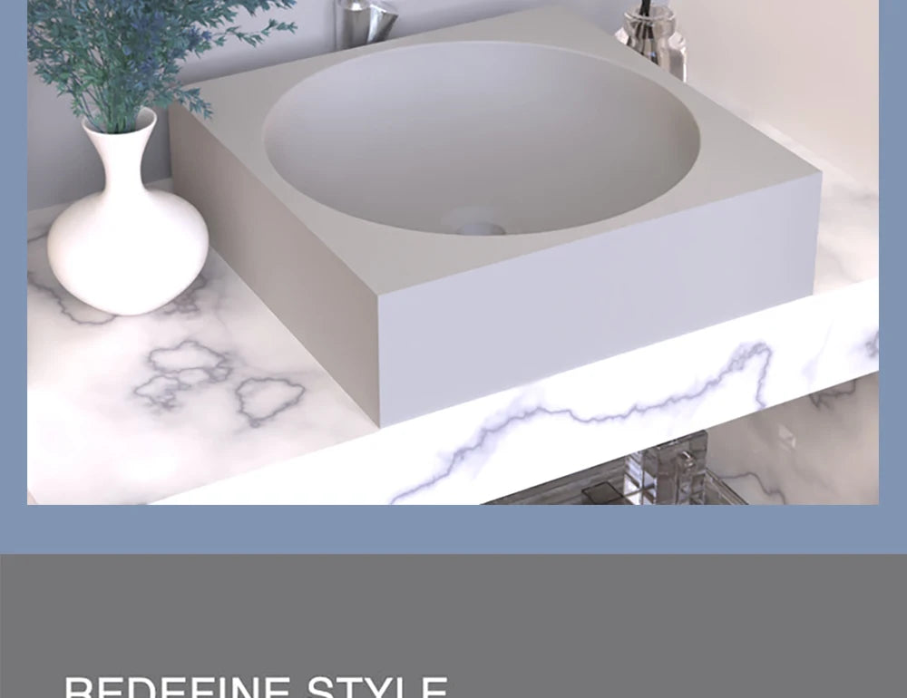 Circular Concrete Sink Silicone Mold Bathroom Square Sink