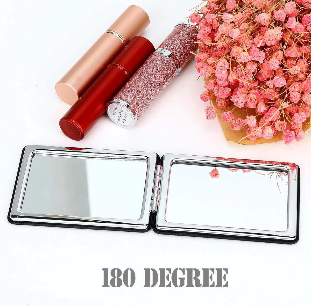 Desktop Makeup Mirror Solid Color Pu Leather Simple