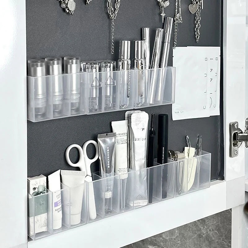 Wall Mounted 3grids Organizer Mirror Cabinet Self-Adhesive Small