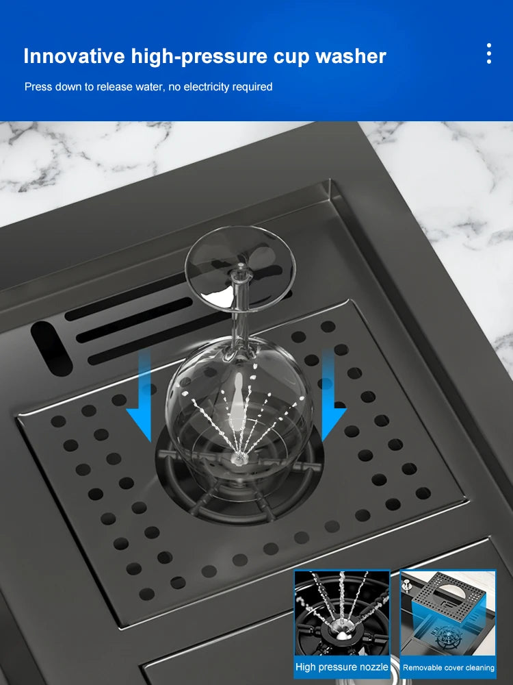 Stepped Stainless Steel Sink Cup Washer Large Slot