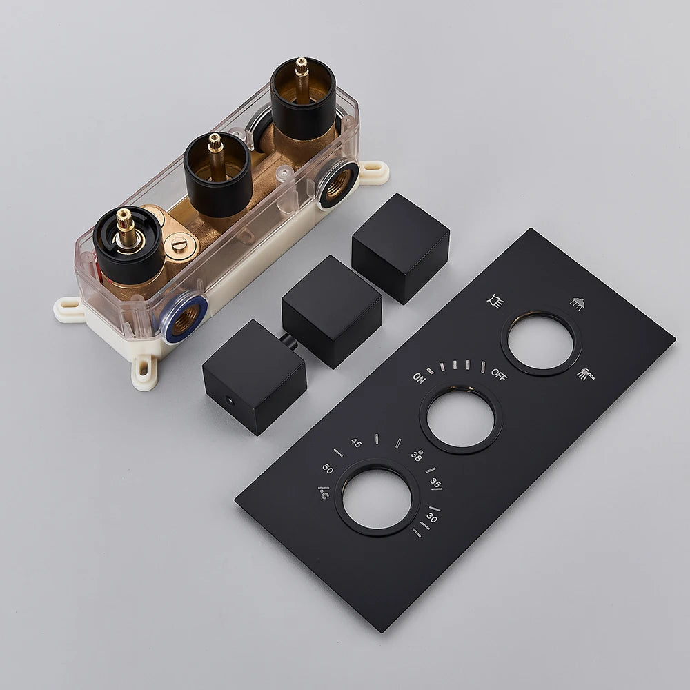 Rozin Brass Thermostatic Shower Faucet Black 40 80cm