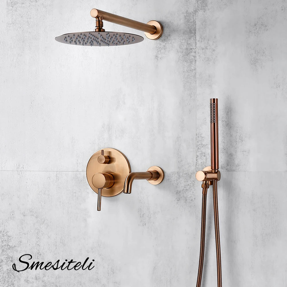 Bathroom Shower Faucet Brushed Rose Gold Smesiteli Brass