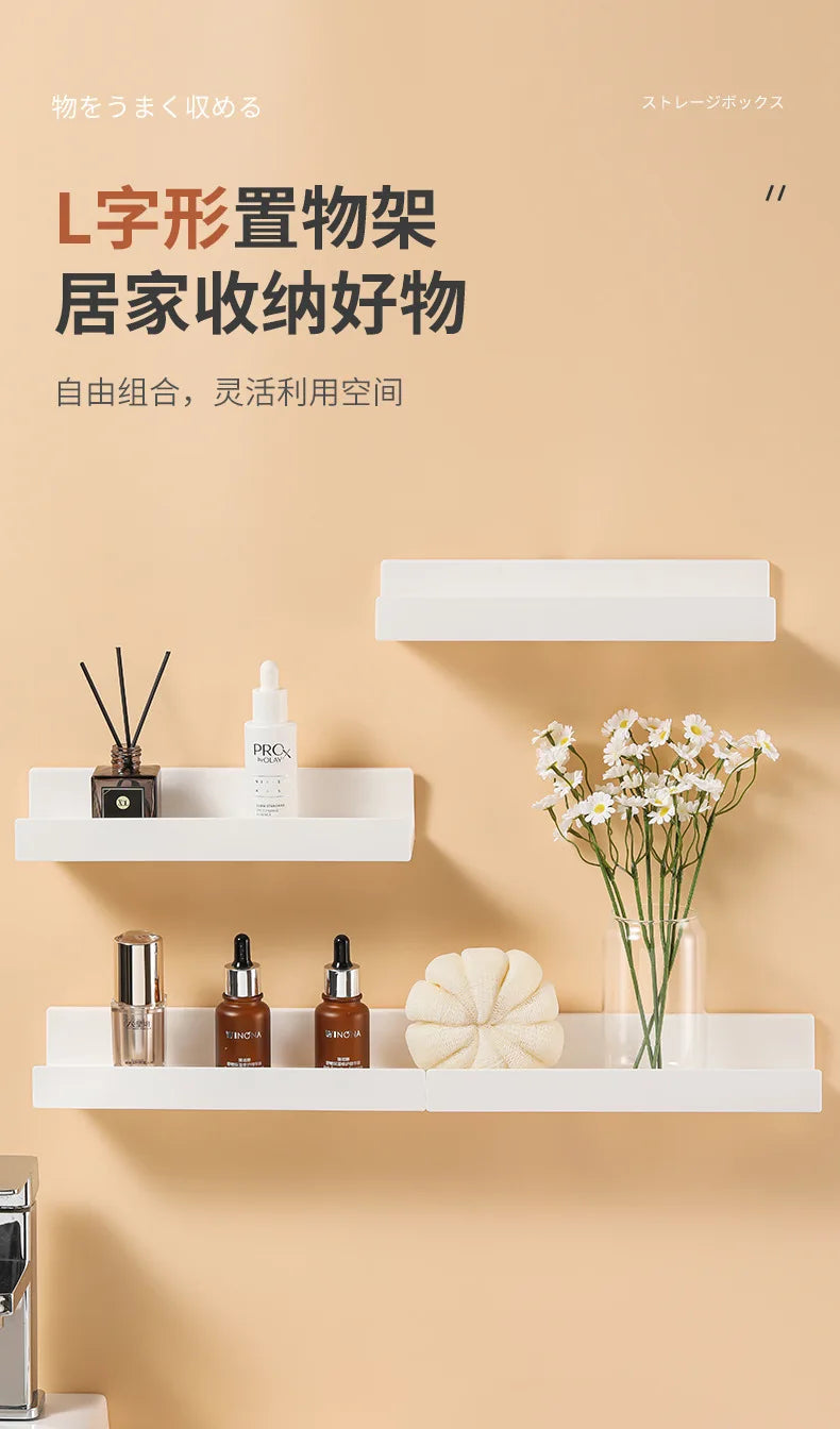 White Corner Shower Caddy No Drill Bathroom Shelf