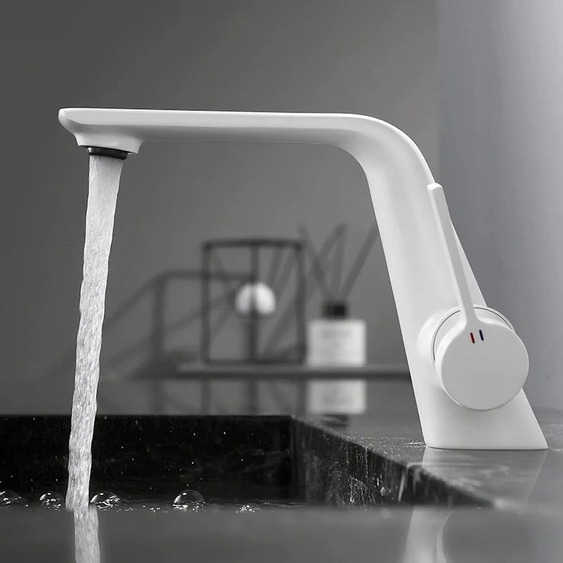 Modern Bathroom Sink Faucet Brass White Or Brushed
