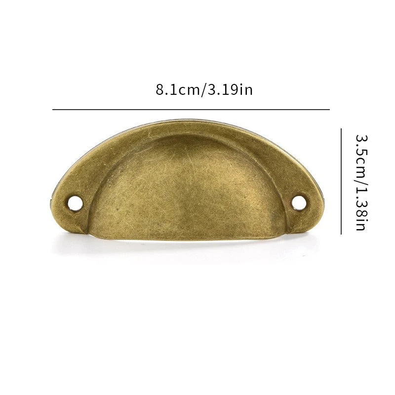 10pcs Antique-Style Yellow Bronze Drawer Shell Handles Iron