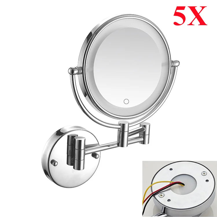 Charger Touch Led Folding Bathroom Mirrors 5x Magnifying