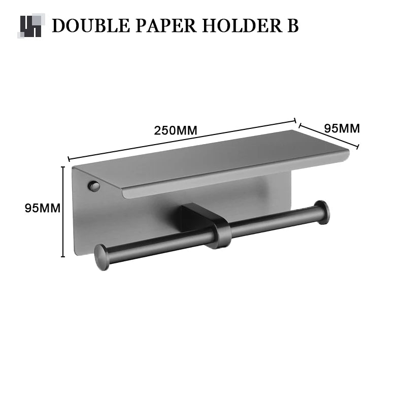 Grey Bathroom Hardware Kit Stainless Steel Round Wall