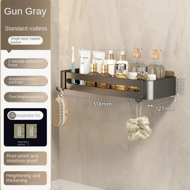 Aluminum Bathroom Shelves Wall Towel Rack Mounted Shower