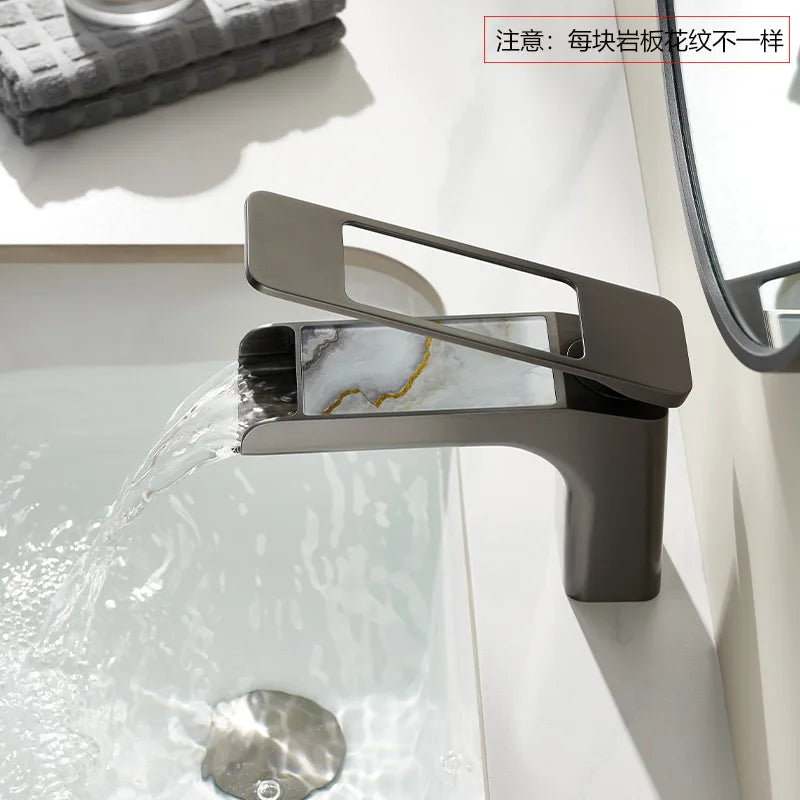 High-Quality Grey Basin Faucet Brass Construction Bathroom Sink