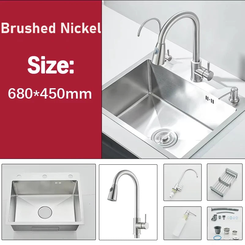 304 Stainless Steel Black/Brushed Nickel Sink Waterfall Faucet