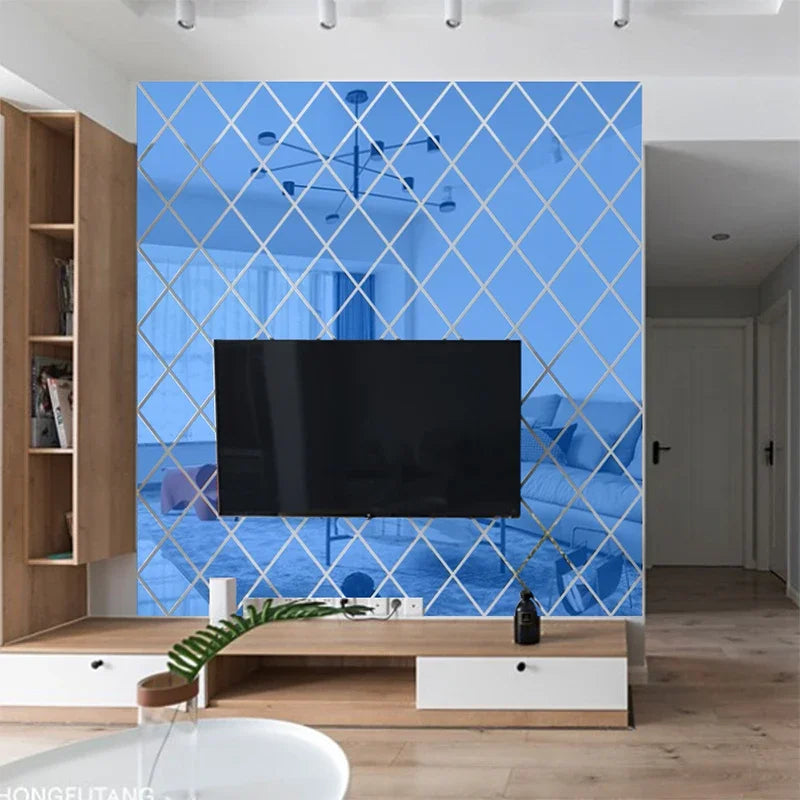3d Mirror Stickers Acrylic Triangles Self-Adhesive Diamonds Diy