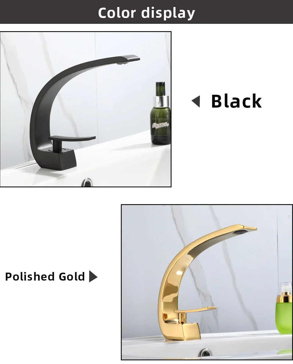 Basin Faucet Modern Bathroom Mixer Tap Black/Gold Wash
