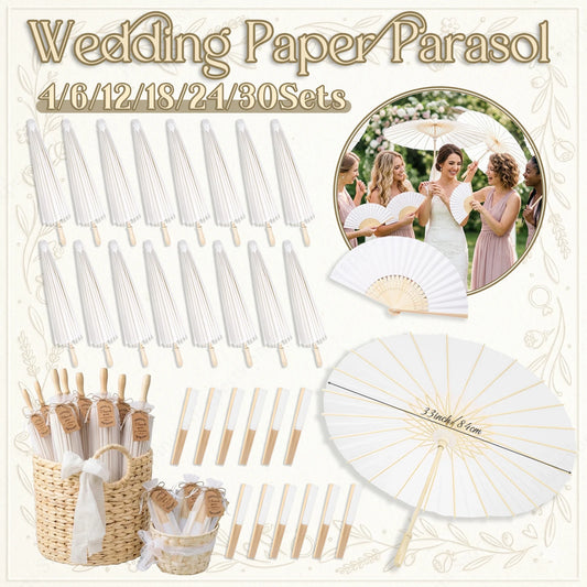 4-24sets 33inch Wedding Paper Parasol Guest White Paper