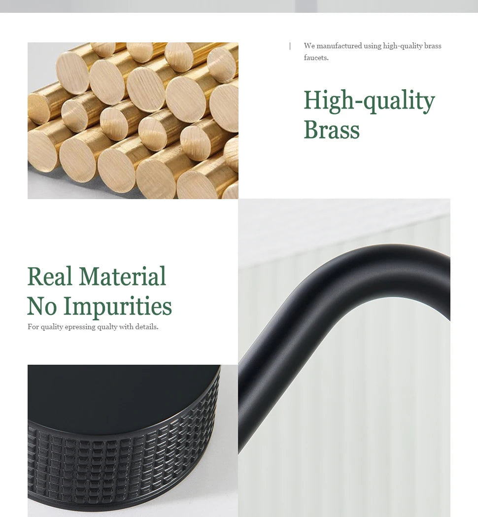 Matte Black Basin Faucet Knurled Knob Sink Tap