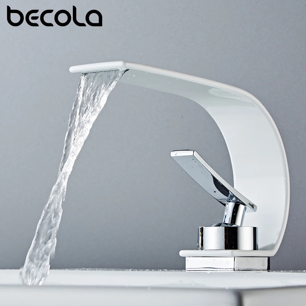 Becola Retail Deck Mount Waterfall Bathroom Basin Faucet