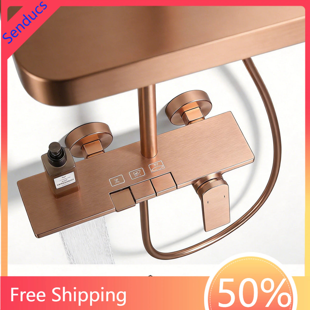 Brushed Rose Gold Piano Bathroom Shower Brass Cold