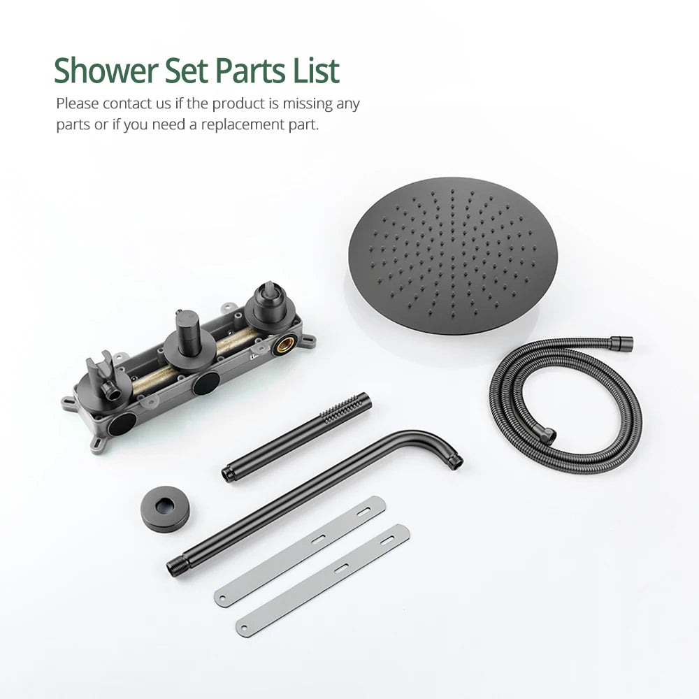 Gunmetal Shower Faucet 8-16 Wall Mounted Concealed Control