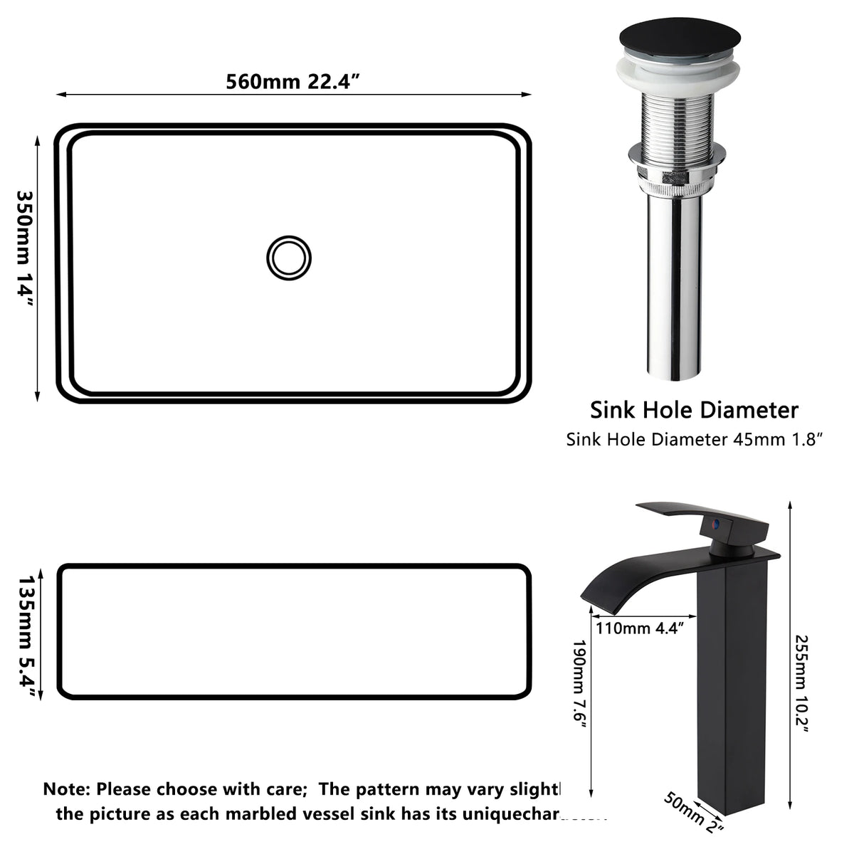 Kemaidi Bathroom Sink Faucet Combo Vessel Sink Countertop