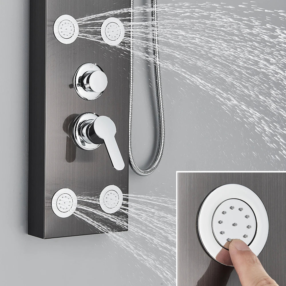 Black Shower Panel Column Big Screen Blue Light