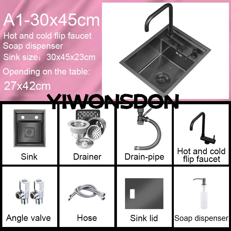 Nano Hidden Bar Sink Black Folding Faucet Mini