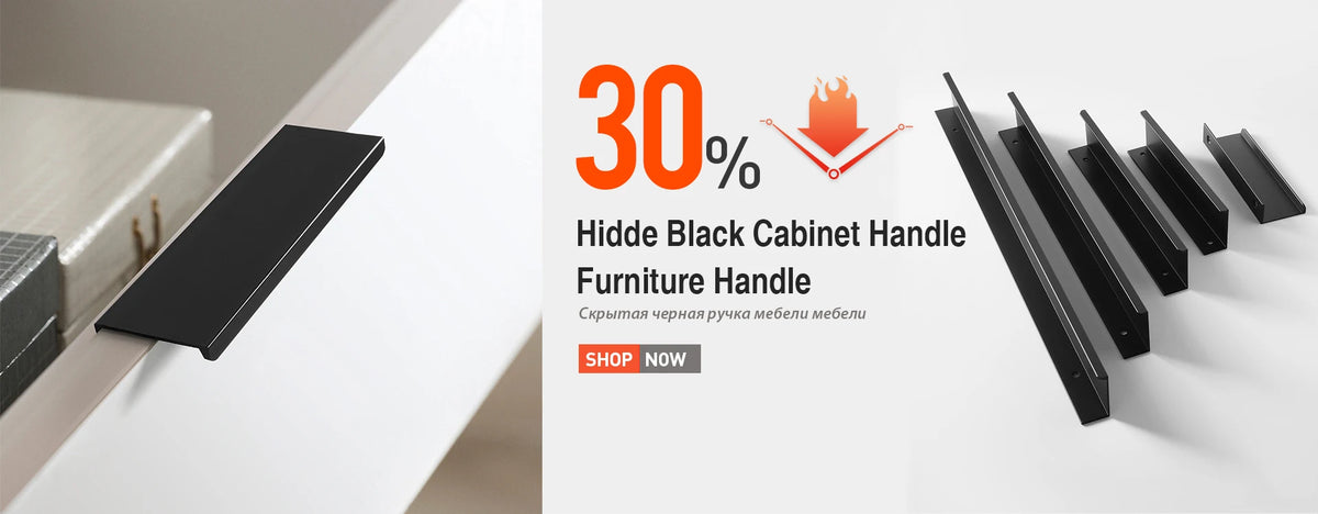 Kak Recessed Cabinet Handles Black Hidden Sliding Door