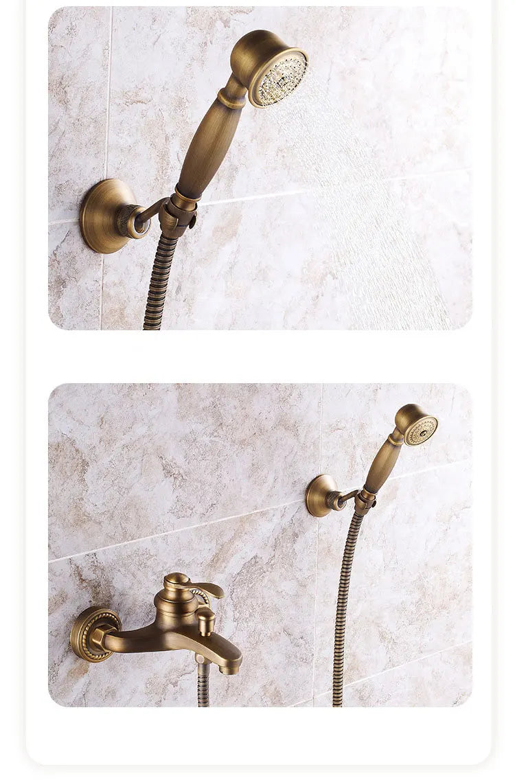 French Brass Simple Shower Spray Handheld Shower Head