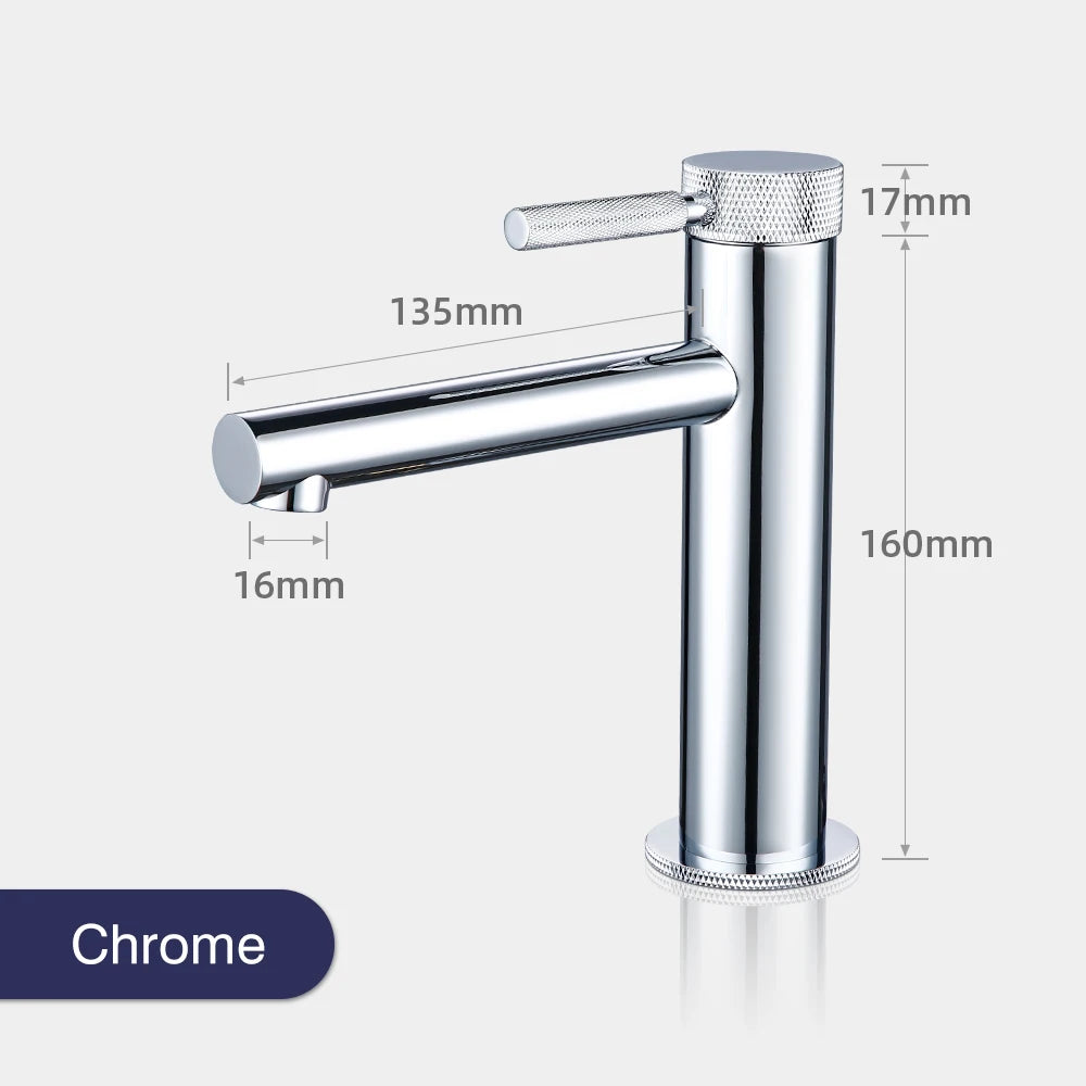 Solid Brass Gold Basin Faucet Hole Handle Cold