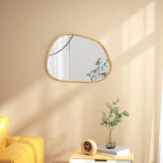 Homcom Wall Mirror 70x50 Cm Irregular Shape Natural