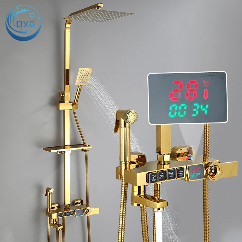 Oxg Golden Thermostatic Shower Faucet Bathroom Faucet Digital