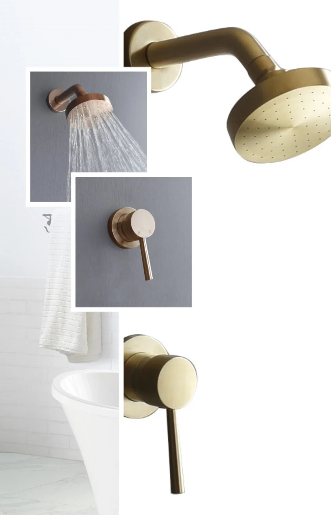 Shower Faucet System Stainless Steel Head Shower Wall