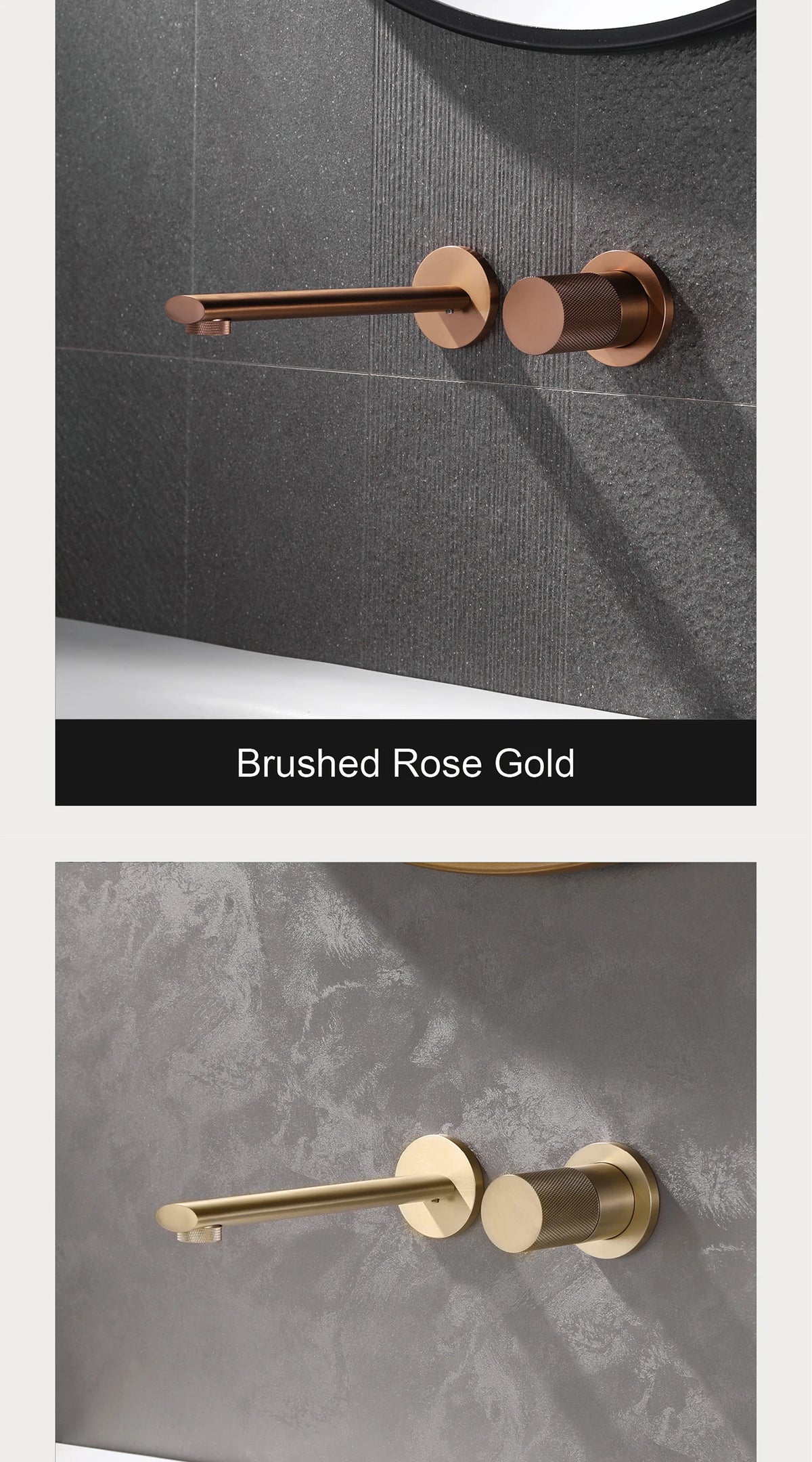 Luxruy Rose Gold Brass Wall-Embedded Bathroom Faucet 2hole