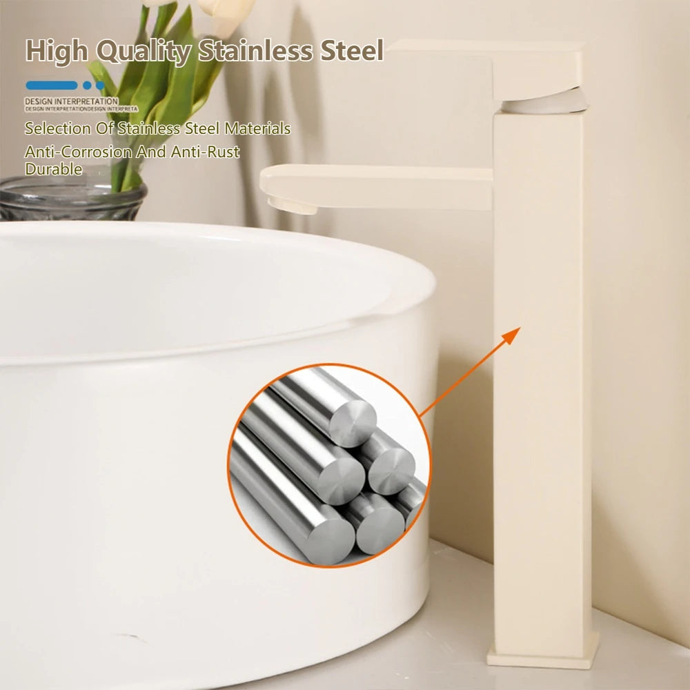 Milk White Handle Deck Mounted Basin Sink Faucet