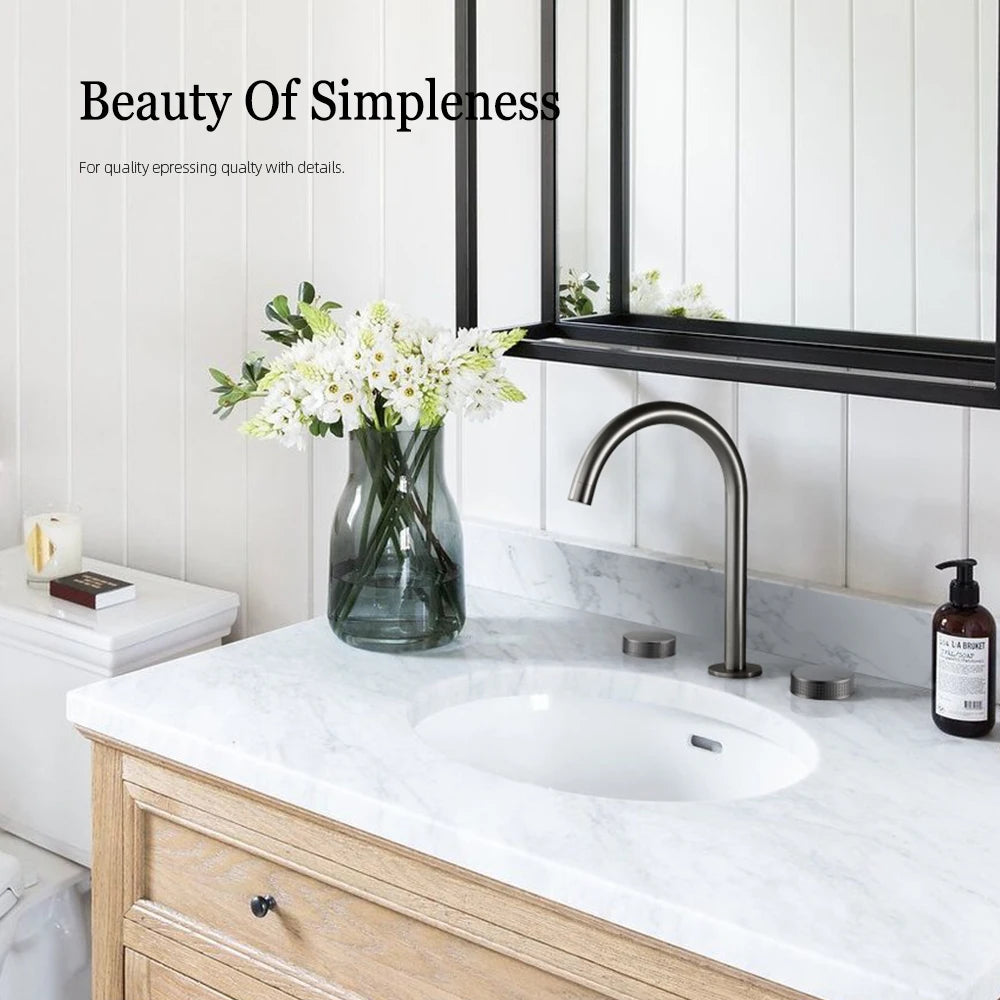Gumetal Basin Faucet Cold Widespread Tap 360 Rotation