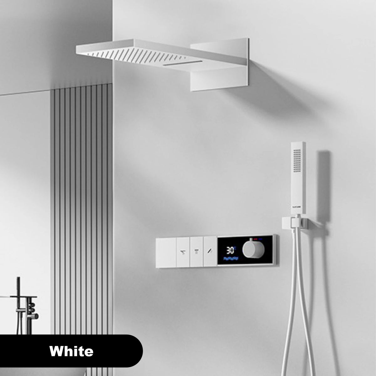 Gunmetal Luxury Brass Built-In Thermostatic Shower System Led