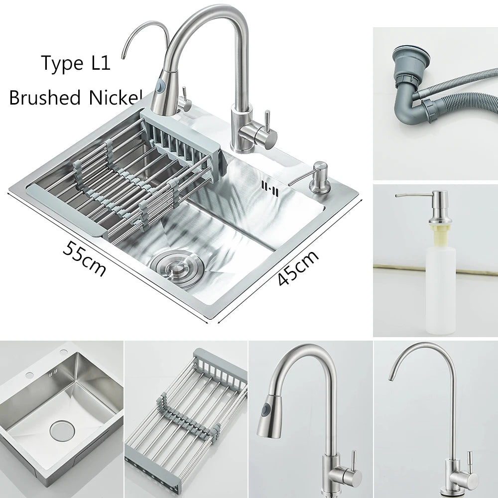 Brushed Nickel Stainless Steel Sinks Recessed Sinks Taps