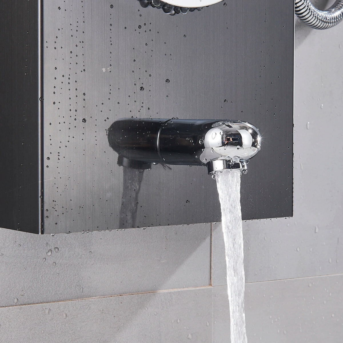 Black Led Shower Panel Column Shower Faucet Bathtub