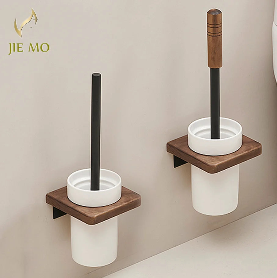 Walnut-Horse Bucket Brush Non-Dead Corner Toilet Shelf-Free