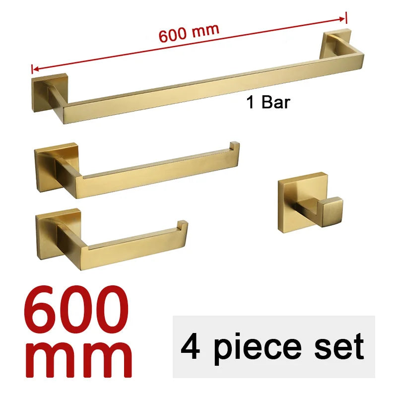 Gold Brushed Bathroom Hardware Towel Bar Rail Toilet
