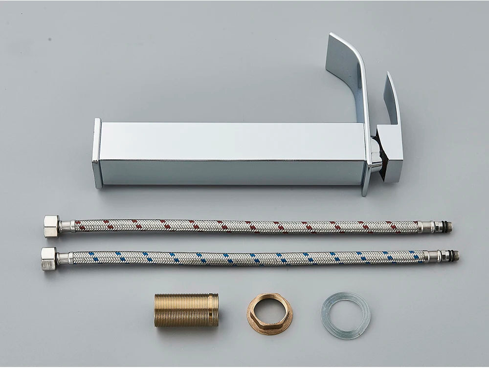 Brushed Golden Basin Faucets Elegant Waterfall Bathroom Sink