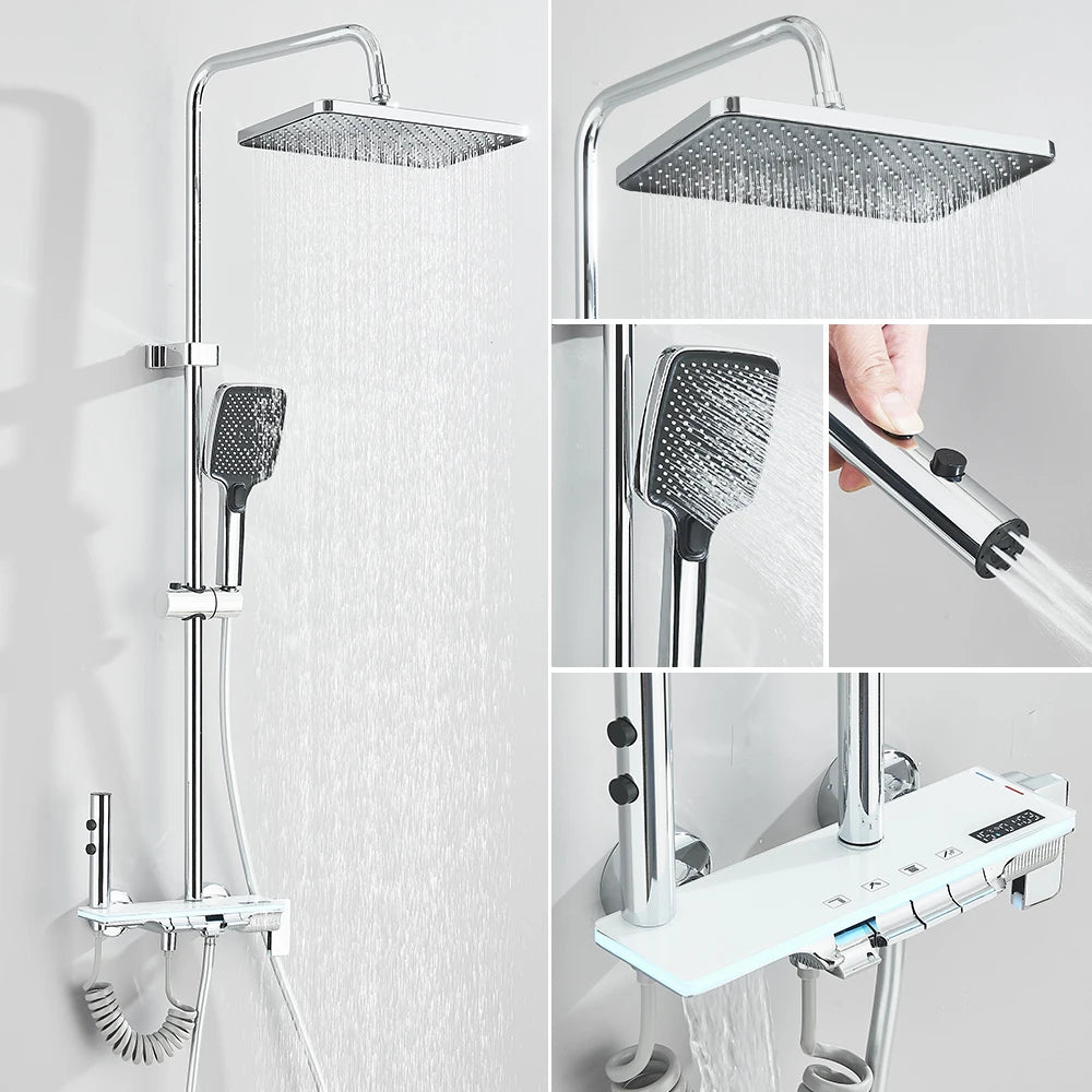 Black Lcd Display Screen Shower Faucet Bathroom Cold