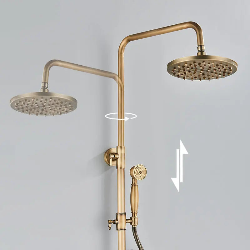Antique Brass Shower Faucet Inch Rainfall Shower Head