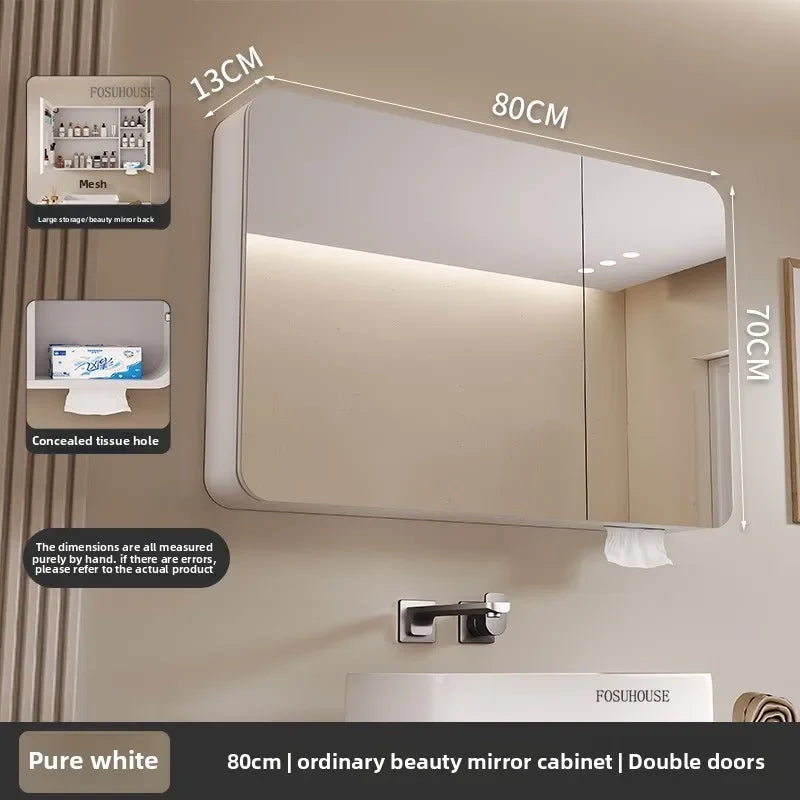 Arc-Shaped Smart Bathroom Mirror Cabinet Wall-Mounted Bathroom