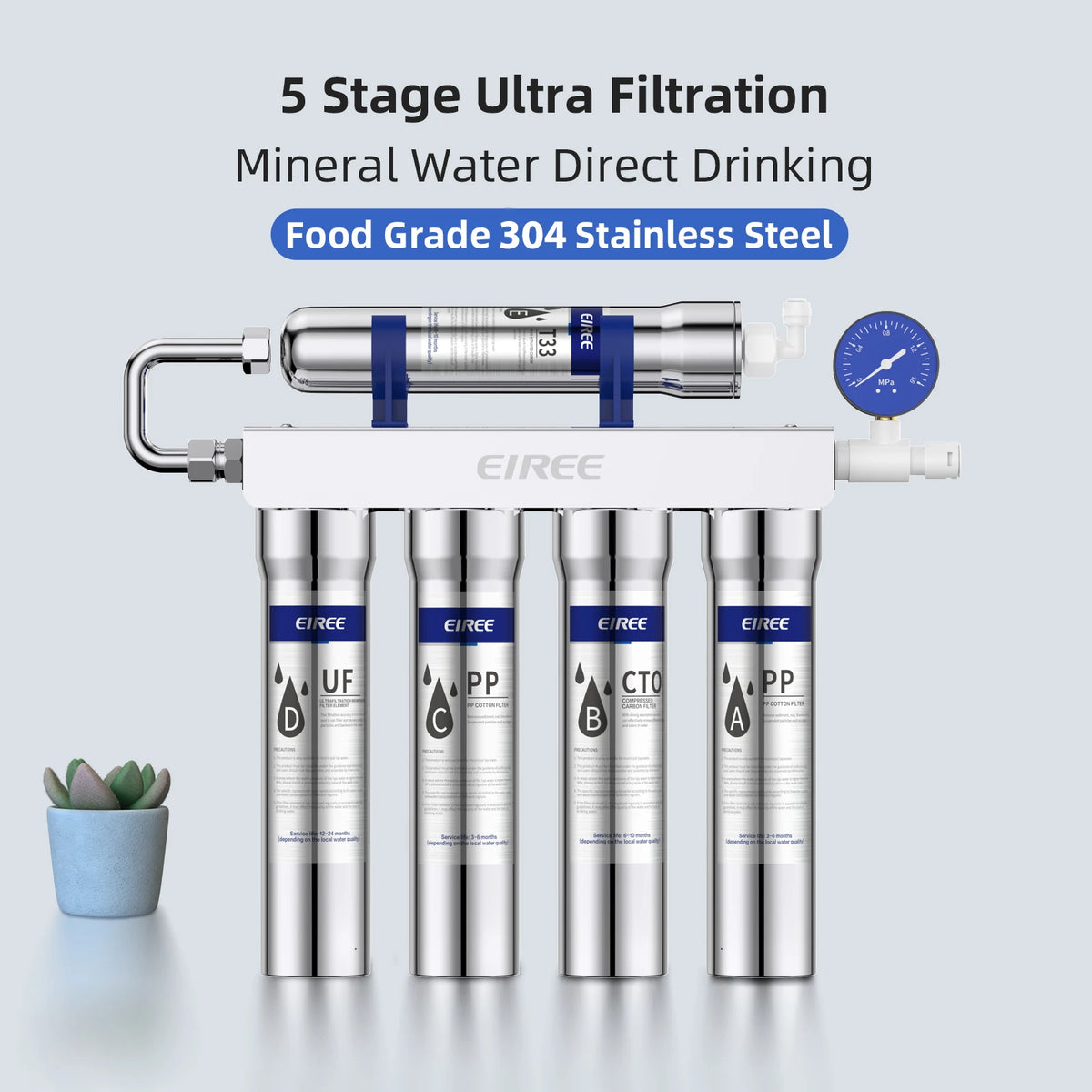 Eiree Upgrade Stage Water Purifier Stainless Steel