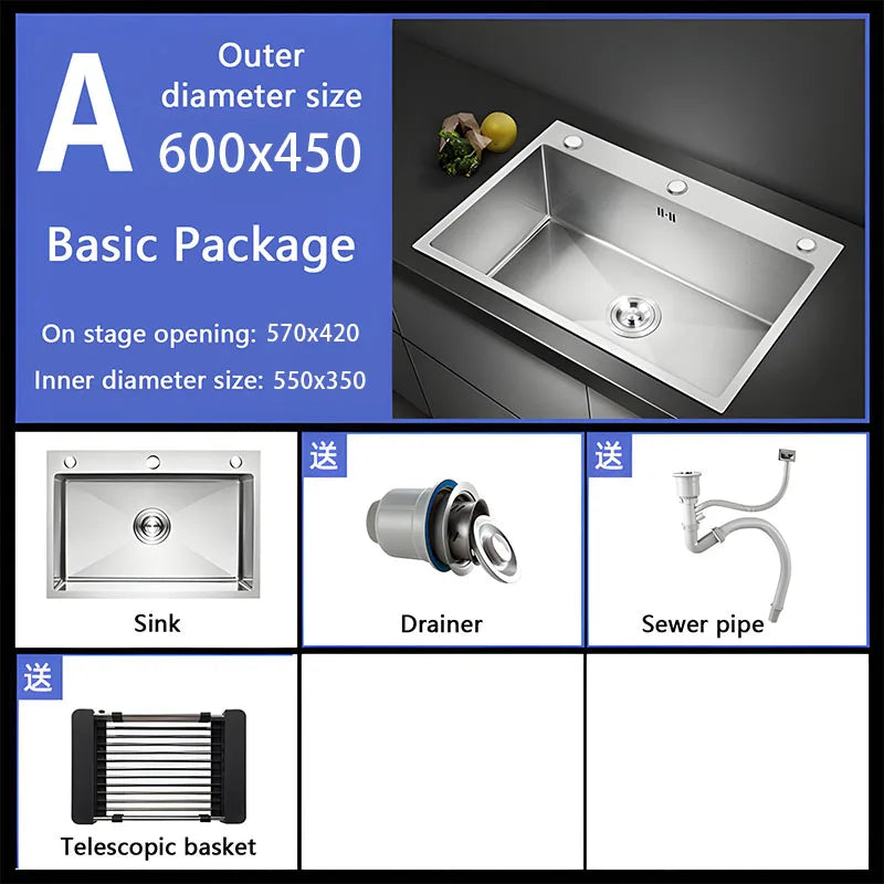 Multi-Functional Large-Capacity 304 Stainless Steel Rectangular