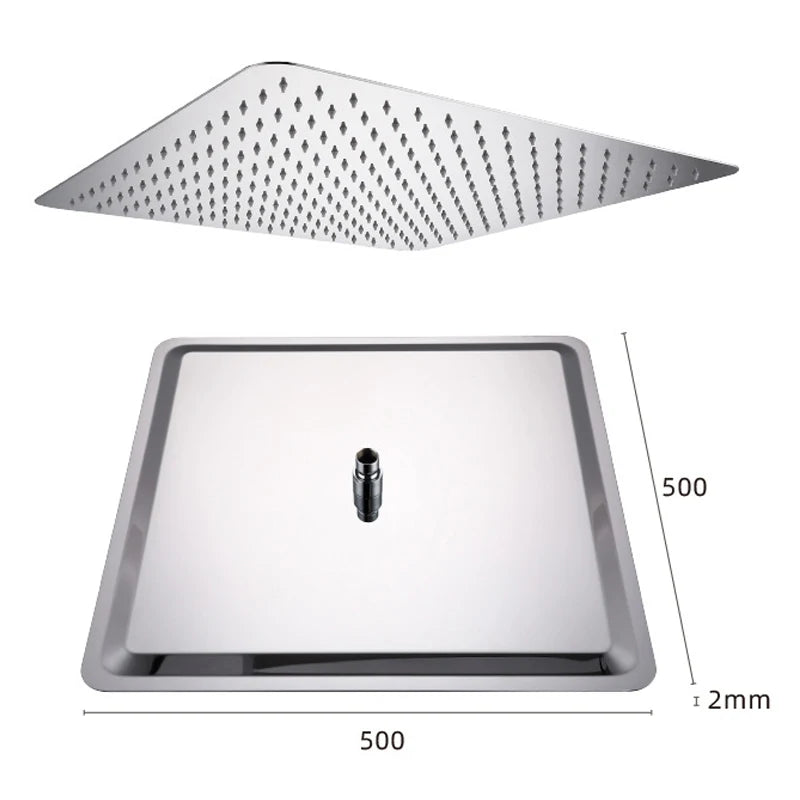 20 Inch 50x50cm Square Stainless Steel Rain Shower